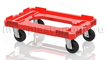 Тележка пластиковая с отверстием без тормозов усиленная красная в Альметьевске Тележка пластиковая с отверстием без тормозов усиленная красная в Альметьевске