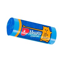 Мешки для мусора 20 л, синие, в рулоне 30 шт., ПНД, 8 мкм, 500х400 мм, Comfort, М0017 (МН 20-30с) в Альметьевске