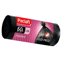 Мешки для мусора 60 л, черные, в рулоне 20 шт., ПНД, 7,4 мкм, 720х600 мм, PACLAN, 600820 в Альметьевске