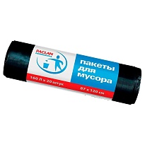 Мешки для мусора 160 л, черные, в рулоне 20 шт., ПВД, 30 мкм, 1200х870 мм, PACLAN Professional, 604082 в Альметьевске