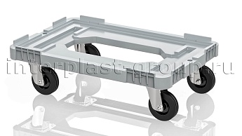 Тележка пластиковая с отверстием без тормозов усиленная серая в Альметьевске Тележка пластиковая с отверстием без тормозов усиленная серая в Альметьевске