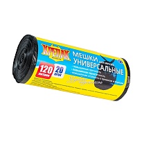 Мешки для мусора 120 л, черные, в рулоне 20 шт., ПНД, 15 мкм, 1100х700 мм, Крепак, 4607075710207 в Альметьевске