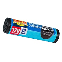 Мешки для мусора 120 л, с ушками, черные, в рулоне 10 шт., ПНД, 15 мкм, 1100х700 мм, Крепак, 4607075710474 в Альметьевске