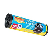 Мешки для мусора 120 л, черные, в рулоне 10 шт., ПНД, 15 мкм, 1100х700 мм, Крепак, 4607075710214 в Альметьевске