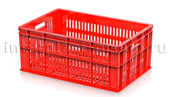 Ящик для молока, мяса, овощей и фруктов большая перфорация дно перфорированное красный в Альметьевске