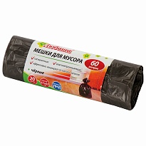 Мешки для мусора 60 л, черные, в рулоне 20 шт., ПНД, 5 мкм, 650х570 мм, Любаша, 605331 в Альметьевске