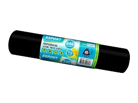 Мешки для мусора 240 л, черные, в рулоне 10 шт., ПВД 80 мкм, 1300х930 мм, EXPORT, exp 24010167 в Альметьевске