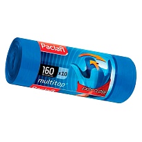 Мешки для мусора 160 л, с ушками, синие, в рулоне 10 шт., ПВД, 30 мкм, 1250х900 мм, PACLAN Multitop, 604064 в Альметьевске