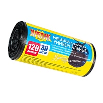 Мешки для мусора 120 л, черные, в рулоне 30 шт., ПНД, 15 мкм, 1100х700 мм, Крепак, 4607075710122 в Альметьевске