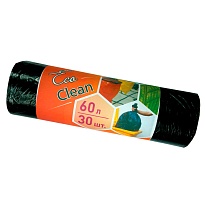 Мешки для мусора 60 л, черные, в рулоне 30 шт., ПНД, 6 мкм, 640х580 мм, Концепция Быта EcoClean, 603890 в Альметьевске