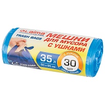 Мешки для мусора 35 л, с ушками, синие, в рулоне 30 шт., ПНД, 11 мкм, 650х500 мм, LAIMA ULTRA, 607684 в Альметьевске