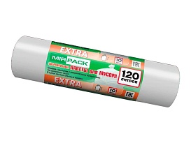 Мешки для мусора 120 л, белые, в рулоне 10 шт., ПНД, 14 мкм, 1100х700 мм, EXTRA, ex1201803 в Альметьевске