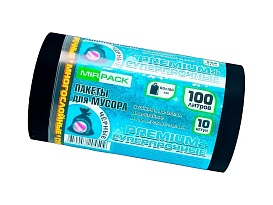 Мешки для мусора 100 л, черные, в рулоне 10 шт., ПВД, 70 мкм, 1000х600 мм, PREMIUM+, 1001076 в Альметьевске