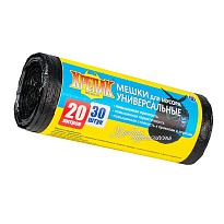 Мешки для мусора 20 л, черные, в рулоне 30 шт., ПНД, 10 мкм, 550х440 мм, Крепак, 4607075710092 в Альметьевске
