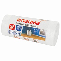 Мешки для мусора 35 л, белые, в рулоне 30 шт., ПНД, 6 мкм, 550х480 мм, LAIMA, 605538 в Альметьевске
