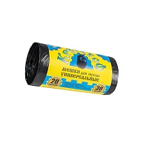 Мешки для мусора 20 л, с ушками, черные, в рулоне 30 шт., ПНД, 10 мкм, 550х440 мм, Крепакоф, 4607075710221 в Альметьевске